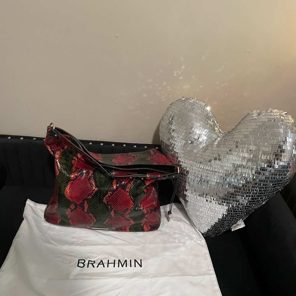 Brahmin Red and Black Shoulder Bag